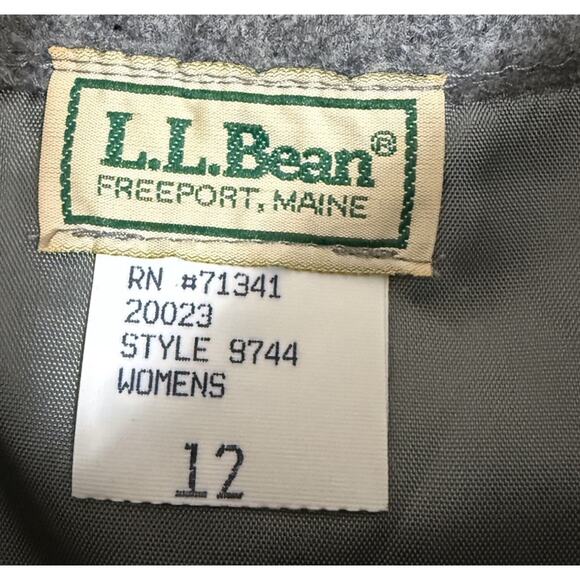 Vintage L.L. BEAN Gray Wool Blend Wrap Around Midi Lined Skirt Size 12 - Picture 8 of 9